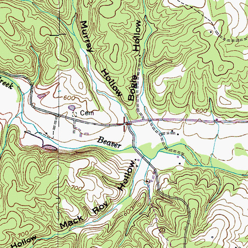 Topographic Map of Murray Hollow, TN
