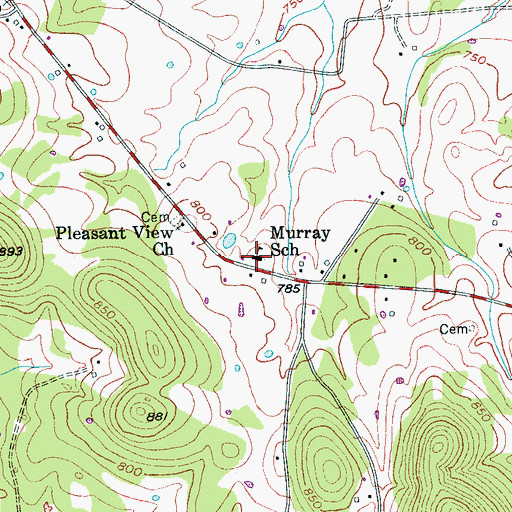 Topographic Map of Murray School, TN