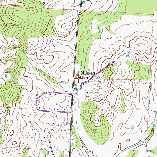Topographic Map of Murrell Cemetery, TN