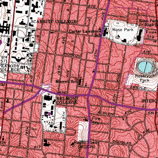 Topographic Map of Murrell School, TN