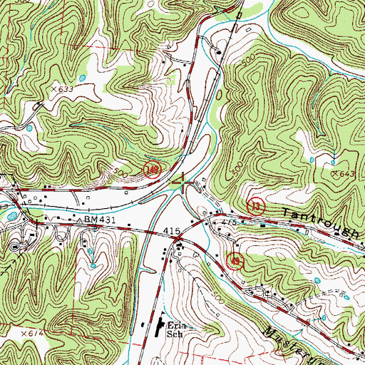 Topographic Map of Musterground Creek, TN