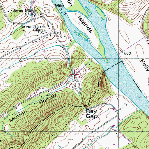 Topographic Map of Mutton Hollow, TN