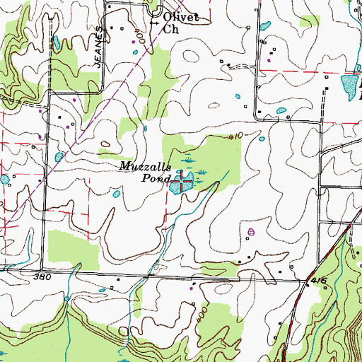Topographic Map of Muzzalls Pond, TN