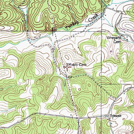 Topographic Map of Myatt Cemetery, TN