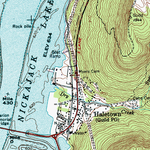 Topographic Map of Myers Cemetery, TN