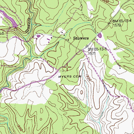 Topographic Map of Myers Cemetery, TN