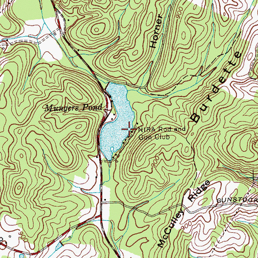 Topographic Map of NIRA Rod and Gun Club, TN