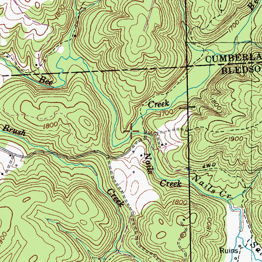 Topographic Map of Nails Creek, TN