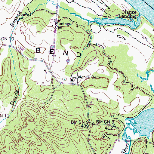 Topographic Map of Nance Cemetery, TN