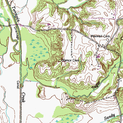 Topographic Map of Nance Cemetery, TN