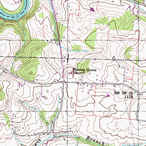 Topographic Map of Nances Grove Church, TN