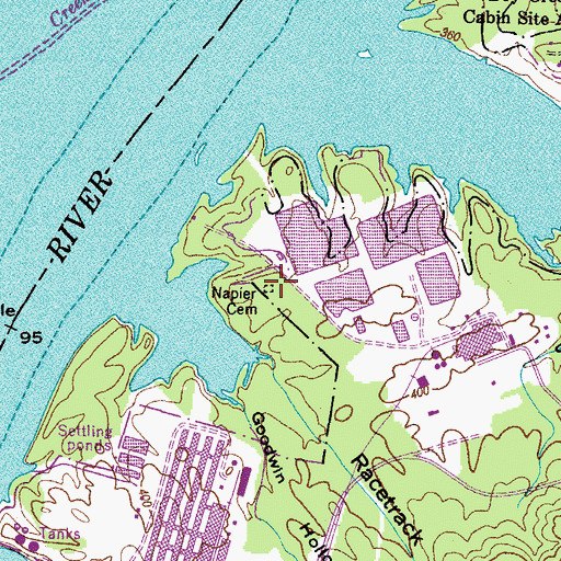 Topographic Map of Napier Cemetery, TN