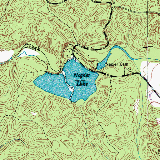 Topographic Map of Napier Lake, TN