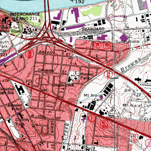 Topographic Map of Napier Park, TN
