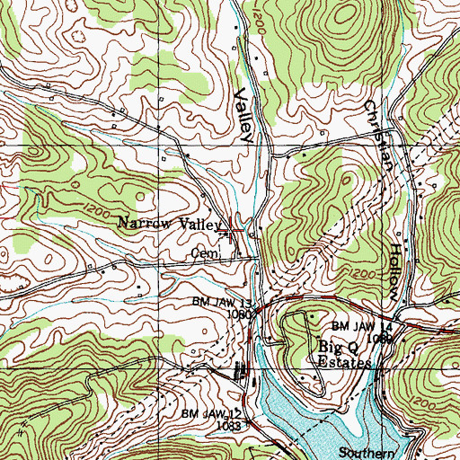 Topographic Map of Narrow Valley, TN