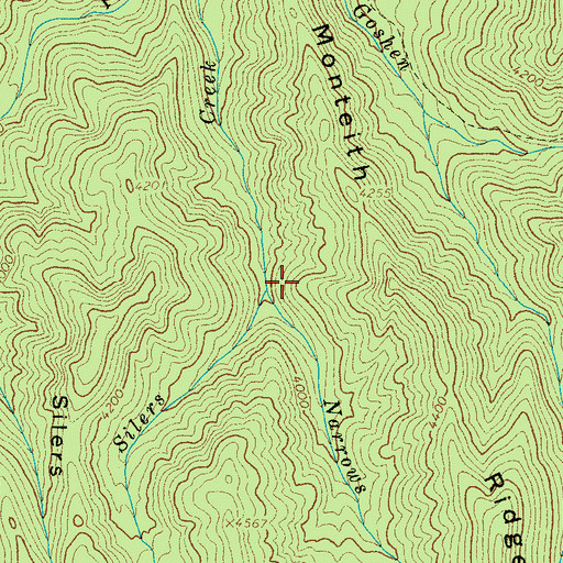 Topographic Map of Narrows Branch, TN