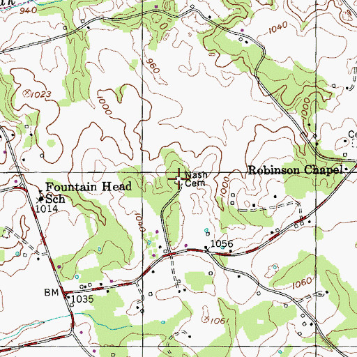Topographic Map of Nash Cemetery, TN