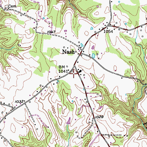 Topographic Map of Nash School, TN