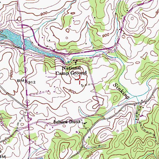 Topographic Map of National Camp Ground, TN