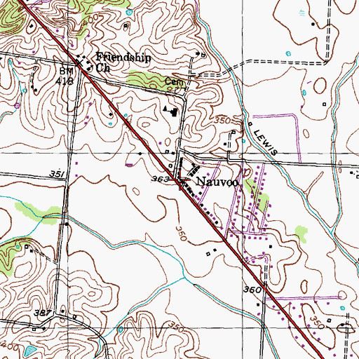 Topographic Map of Nauvoo, TN