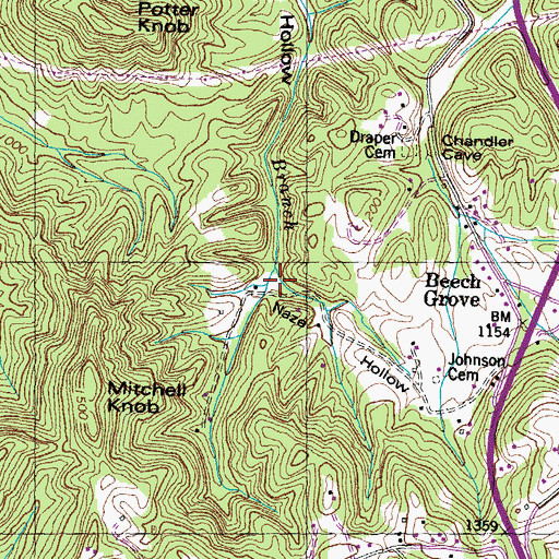 Topographic Map of Naze Hollow, TN