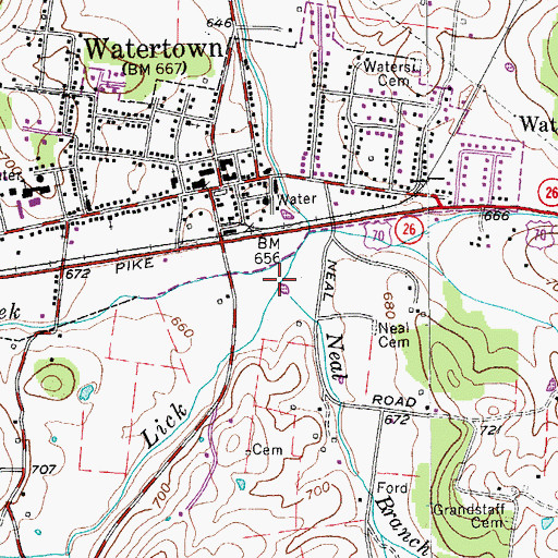 Topographic Map of Neal Branch, TN