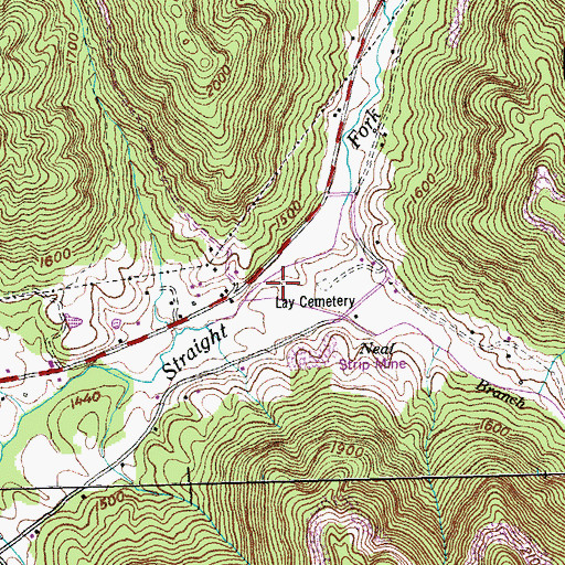 Topographic Map of Neal Branch, TN