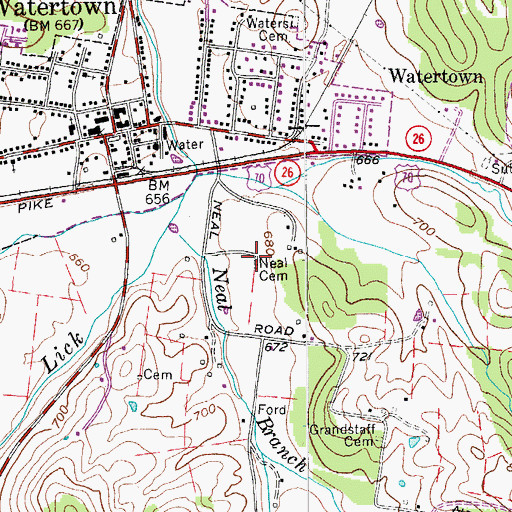 Topographic Map of Neal Cemetery, TN