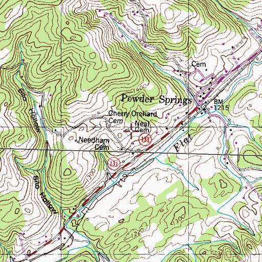 Topographic Map of Neal Cemetery, TN