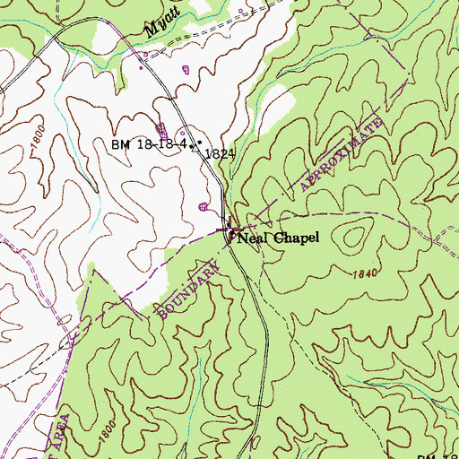 Topographic Map of Neal Chapel, TN