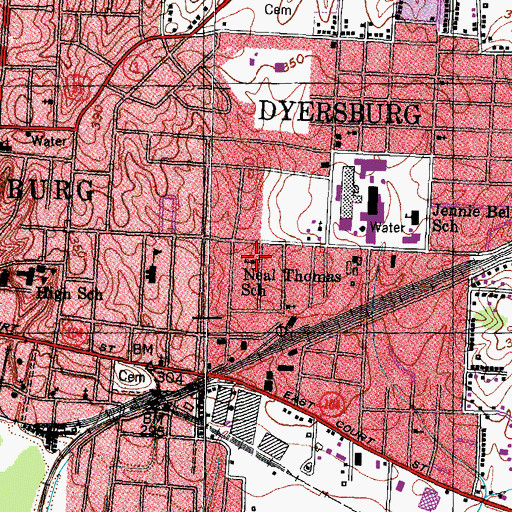 Topographic Map of Neal Thomas School, TN