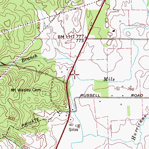 Topographic Map of Nebo Branch, TN