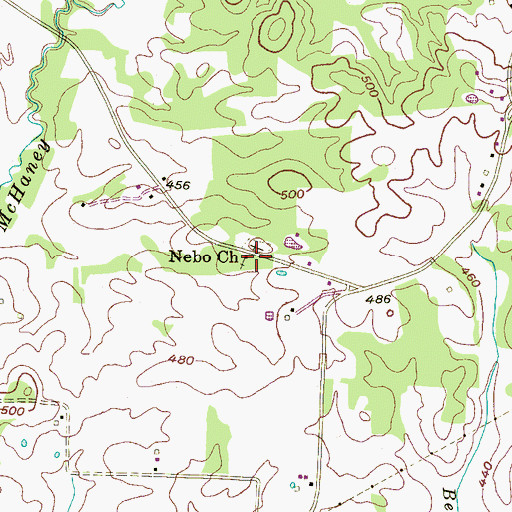 Topographic Map of Nebo Church, TN