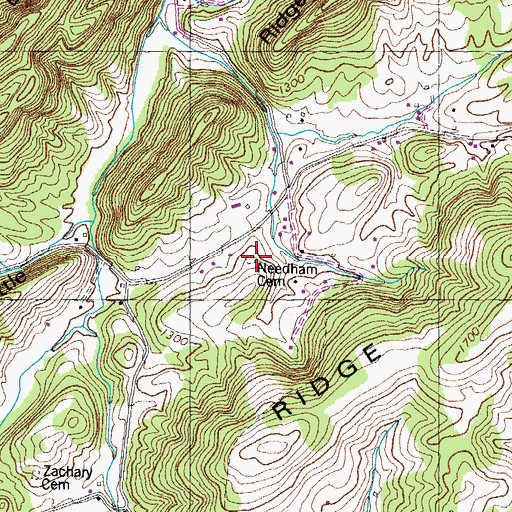 Topographic Map of Needham Cemetery, TN