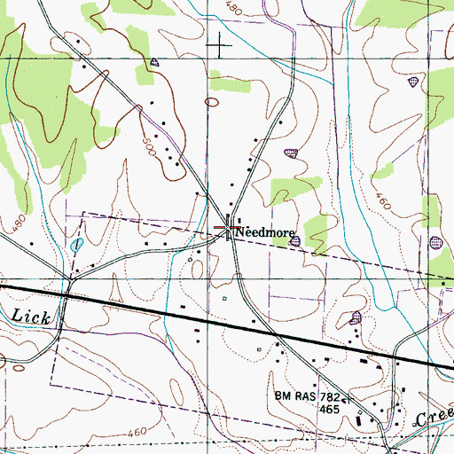 Topographic Map of Needmore, TN