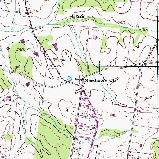 Topographic Map of Needmore Church, TN