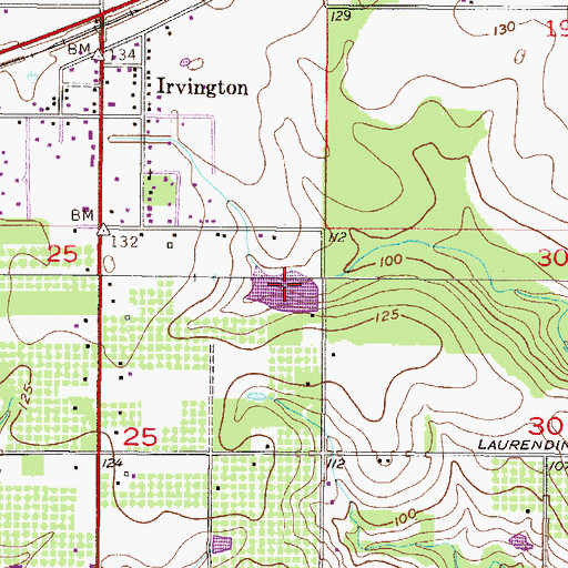 Topographic Map of J E Robinson Lake, AL