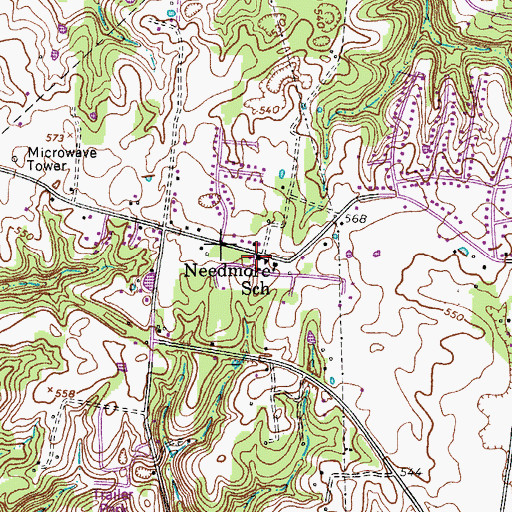 Topographic Map of Needmore School, TN
