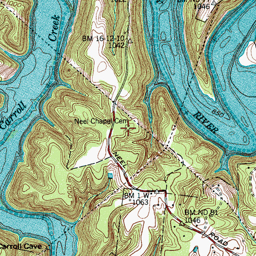 Topographic Map of Neel Chapel Cemetery, TN