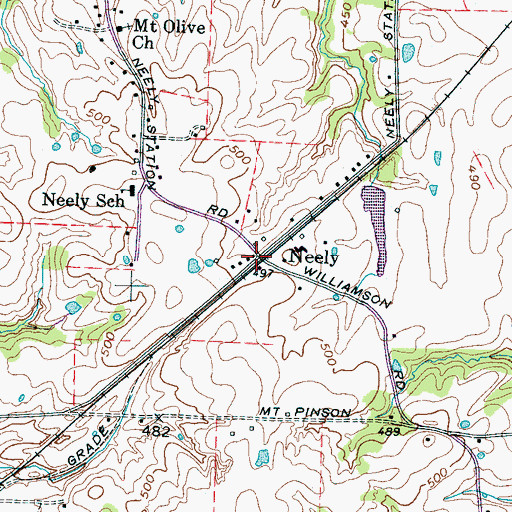 Topographic Map of Neely, TN