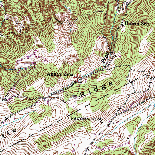 Topographic Map of Neely Cemetery, TN