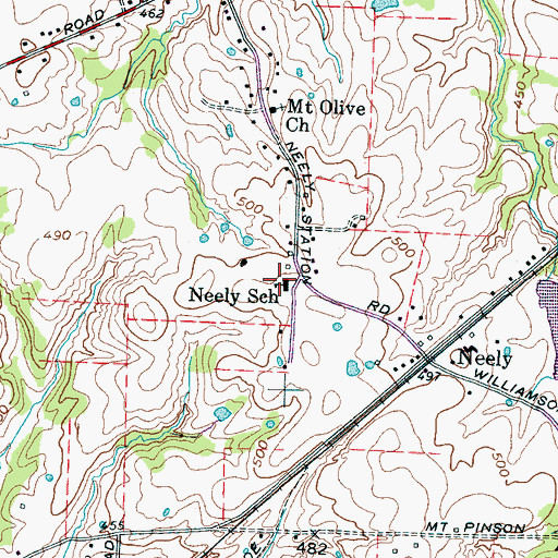 Topographic Map of Neely School, TN