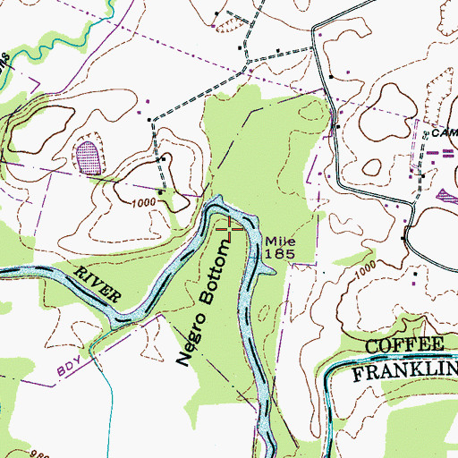 Topographic Map of Negro Bottom, TN