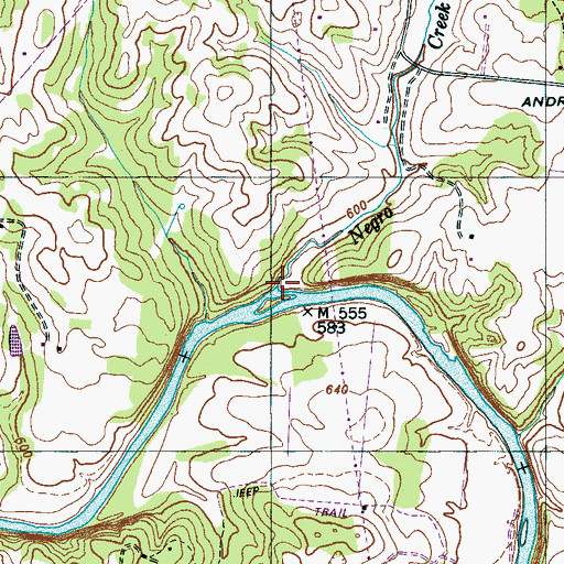 Topographic Map of Negro Creek, TN
