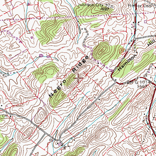 Topographic Map of Negro Ridge, TN