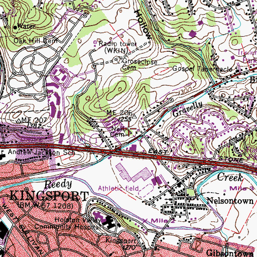 Topographic Map of Neil Cemetery, TN