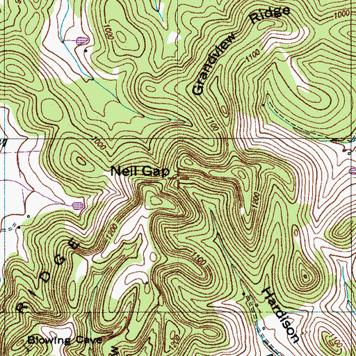 Topographic Map of Neil Gap, TN