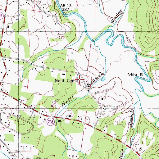 Topographic Map of Neill Cemetery, TN