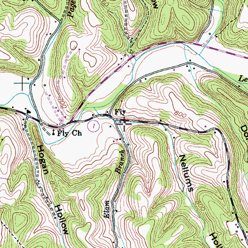 Topographic Map of Nellums Hollow, TN