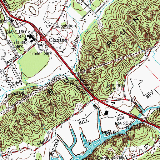 Topographic Map of Nelson Branch, TN